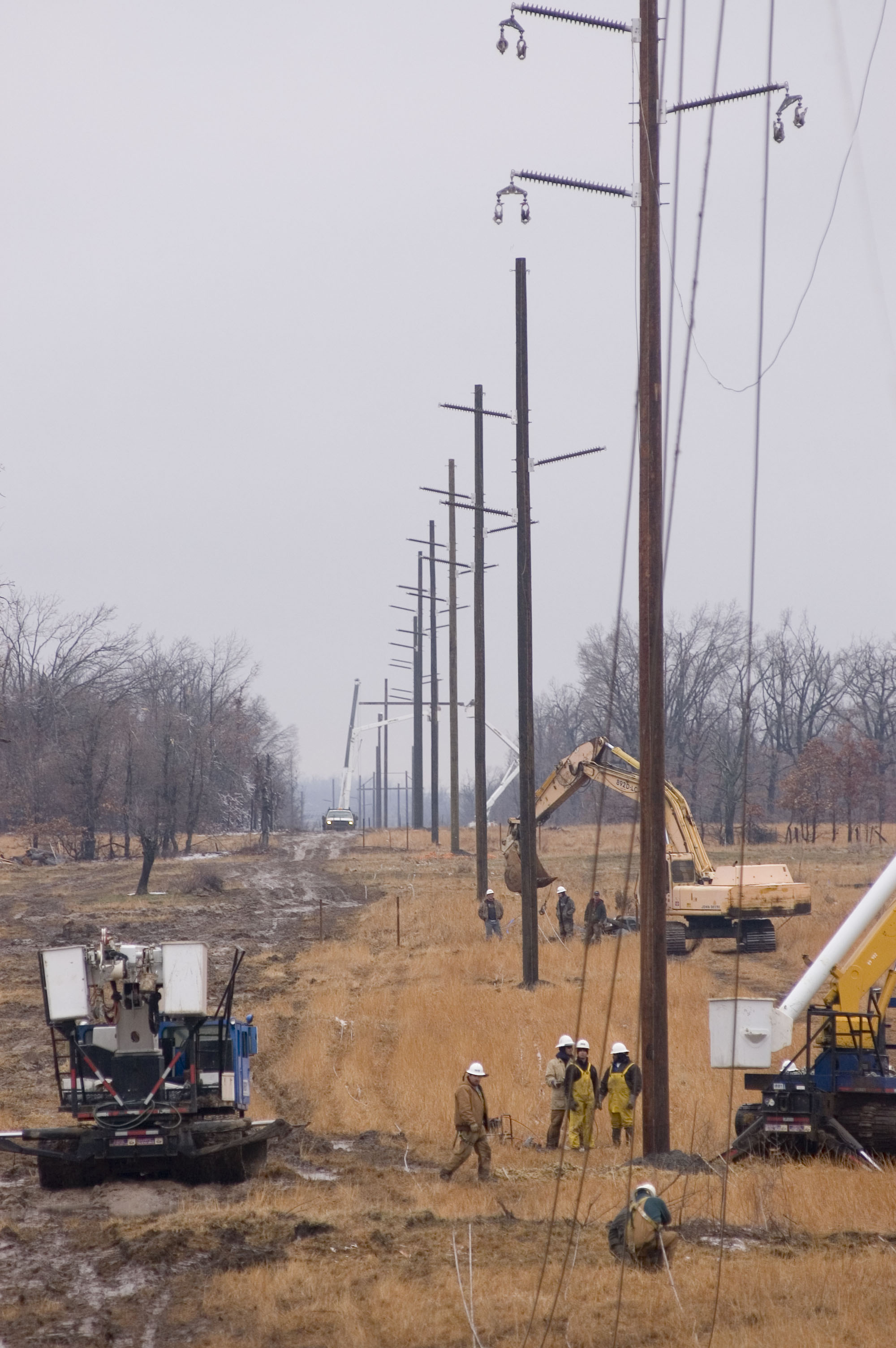 power line restoration site