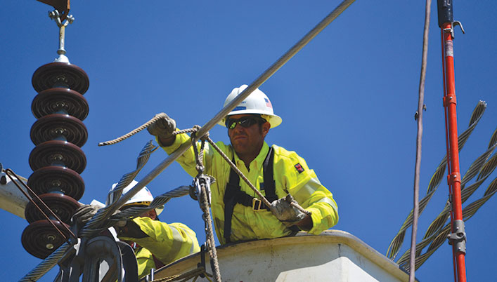 man working on power lines